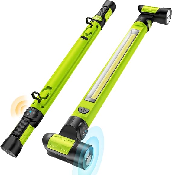 Work LightAUTO ON/Off 3000LM LED Work Light 5200mAh Under Hood Working Light with Hooks, Portable Magnetic Rechargeable Cordless Job Site Lighting for Mechanic/Car Repairing/Garage-Green