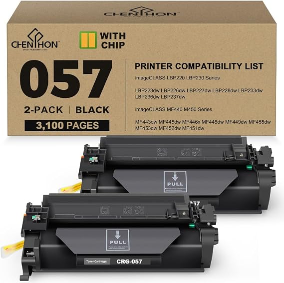 057 Toner Cartridge Compatible Replacement for Canon 057 CRG057 Black Toner 3009C001 for Canon imageCLASS MF445dw MF448dw MF449dw MF455dw LBP226dw LBP227dw LBP228dw Printer Toner Cartridge 2-Pack