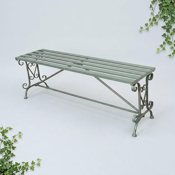 Outdoor Metal Bench Vintage Iron Garden Loveseat 2-3 Seater Patio Seat Dining Chair for Backyard Deck Balcony Entryway