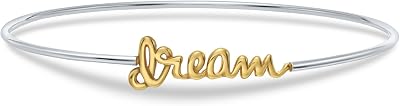 TILO JEWELRY .925 Sterling Silver Dream Slip-On Bangle Bracelet with Dual Tone Finish, 8.5