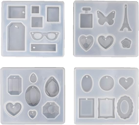 Silicone Mold for Jewels Shapes to Mold - Resin Ear Stud Earrings molds - Epoxy Resin Charms Casting Mould (4pcs)