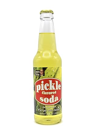 Rocket Fizz Lesters Fixins Pickle Soda Flavor | Cane Sugar | Craft Soda Pop Drinks | 12 oz in Glass Bottle Single Bottle