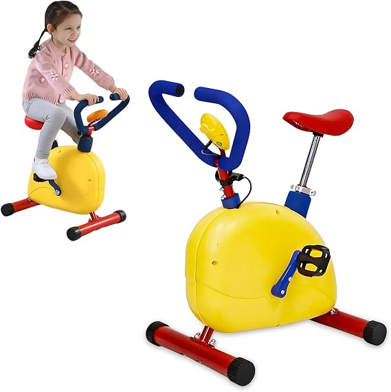 Kids Exercise Bike, Kid Stationary Bike with Adjustable Resistance & Seat Height, Toddler Machine Indoor Cardio Training, Fun and Fitness Exercise Equipment for Boys Girls Ages 3+