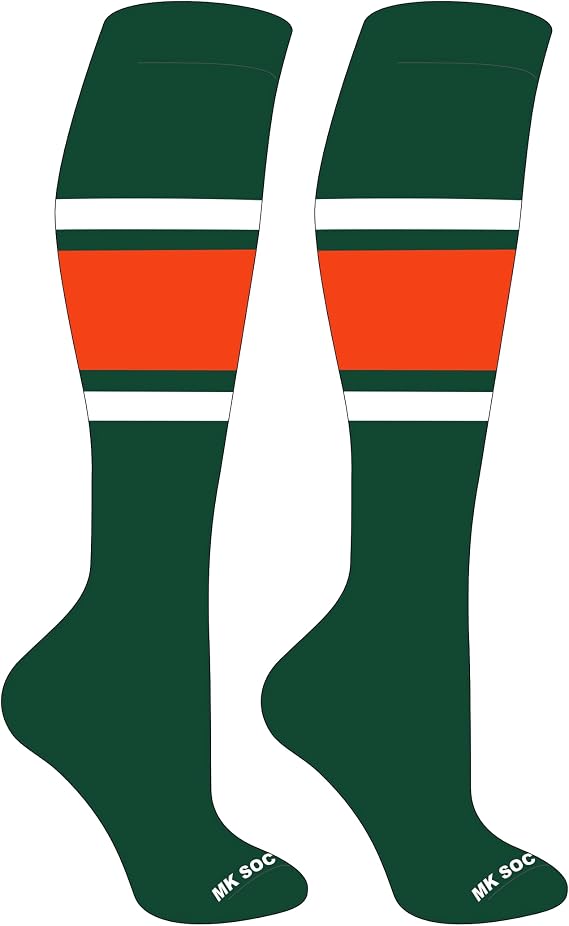 Competitor OTC Baseball, Football Socks (B) Dark Green, White, Orange