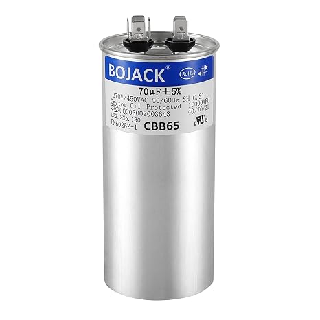 BOJACK 70 uF 5% 70 MFD 370/450 V CBB65 Round Run Start Capacitor for AC Motor Run or Fan Start and Cool or Heat Pump Air Conditione