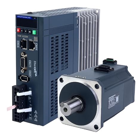 STEPPERONLINE AC Servo Motor kit EtherCAT A6 Series 750W Servo Motor 3000rpm 2.39Nm with Brake 17 Bit Absolute Encoder IP67 + 750W EtherCAT AC Servo Motor Driver+ 3.0M Cabels