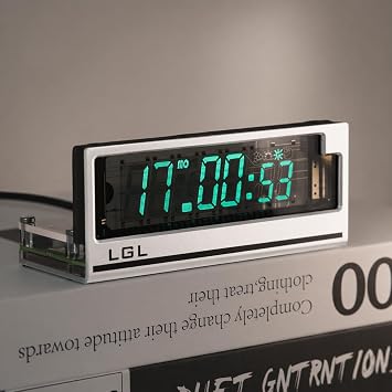 LGL Studio VFD Clock | Nixie Tube & Digital Electronic Clock with Automatic Time Sync - Retro Desktop Decoration Gift, ESP32 Chip,0658-L