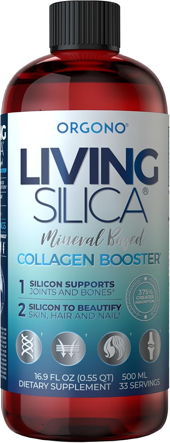 Living Silica ORGONO Collagen Booster | Vegan Mineral-Based Silica Supplement | Supports Healthy Collagen & Elastin Production for Joint & Bone Support, Glowing Skin, Strong Hair & Nails | 16.9 Fl Oz