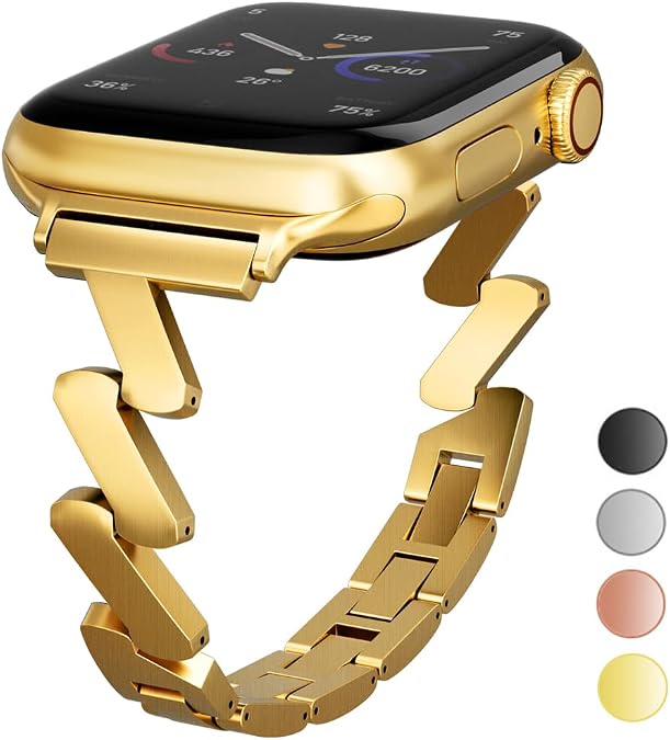 Compatible with Apple Watch Band Woman Man 41mm 40mm 38mm 44mm 45mm 42mm Ultra 49mm, Matte Stainless Steel Metal Dressy Bangle Bracelet Replacement iWatch Series 9 8 7 6 5 4 3 2 1 SE Nike+ Sports Strap Wristband