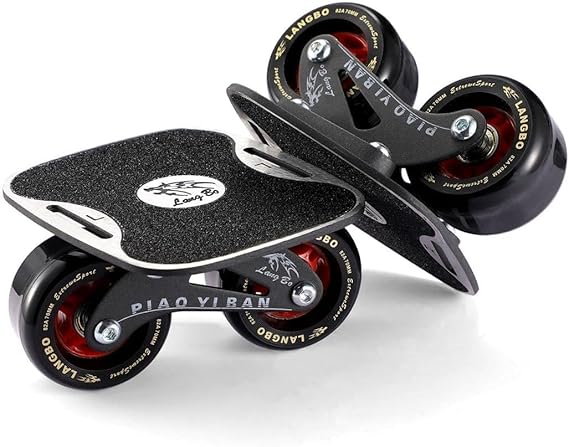Portable Roller Drift Skates Plate, Aluminum Alloy Non-Slip Skateboard with Steel Bracket, Pu Wheels, Quality Bearings