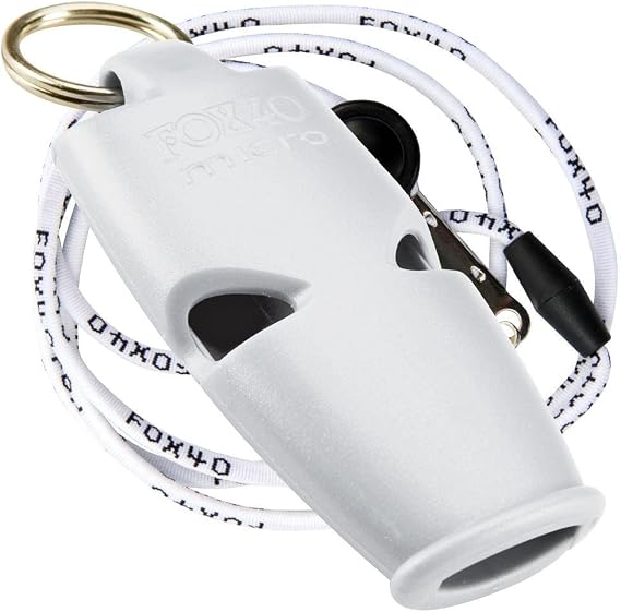 Fox 40 Micro Safety Whistle with Landyard, WHITE