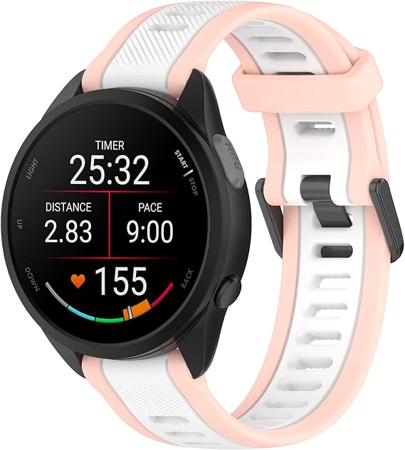 Garmin Forerunner 165バンド、20mmシリコン交換用ストラップ、Garmin Vivoactive 5 / Forerunner 55、245、645 Musicスマートウォッチに対応。