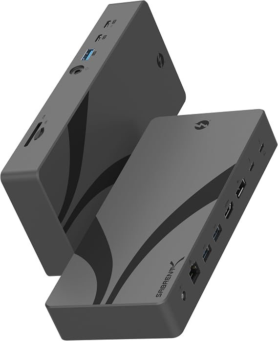 SABRENT Thunderbolt 4 Dock (14 in 1) 40Gbps Laptop Docking Station | 60W via TB4 Host PD Charging, Supports Dual Displays 8K@60Hz/4K@144Hz, Audio & SD/TF Card Reader (DS-T4MF)