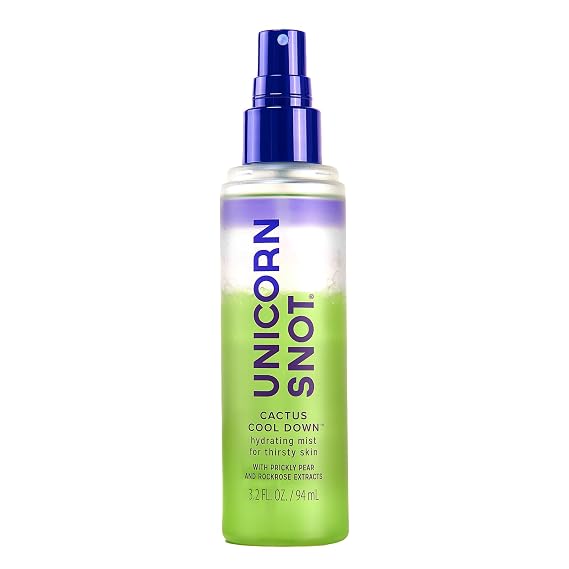 Unicorn Snot Cactus Cool DownTM After Sun Soothing Spray - Hydrating Facial Mist, Makeup Primer & Blue Light Shield Cooling Spray with Aloe, Jojoba & Prickly Pear