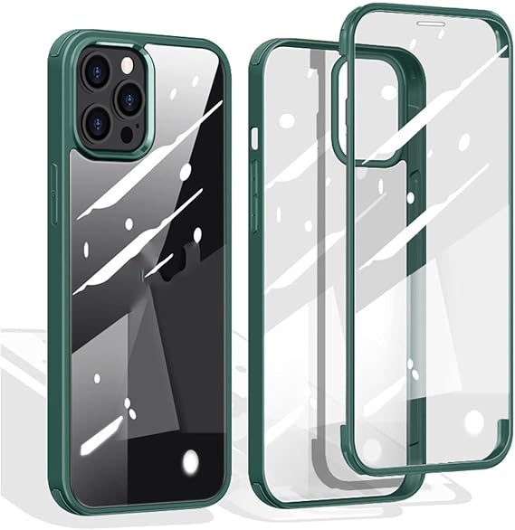 Shockproof Case for iPhone 14 Pro Max/14 Plus/14 Pro/14, Ultra Slim Tempered Glass Case Full Body Shockproof Protective Rugged Case,Green,14 Pro Max 6.7"