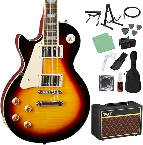 Epiphone Les Paul Standard 50s Lefthand Vintage Sunburst Electric Guitar Beginner Set with VOX Amplifier, Les Paul Standard, Epiphone