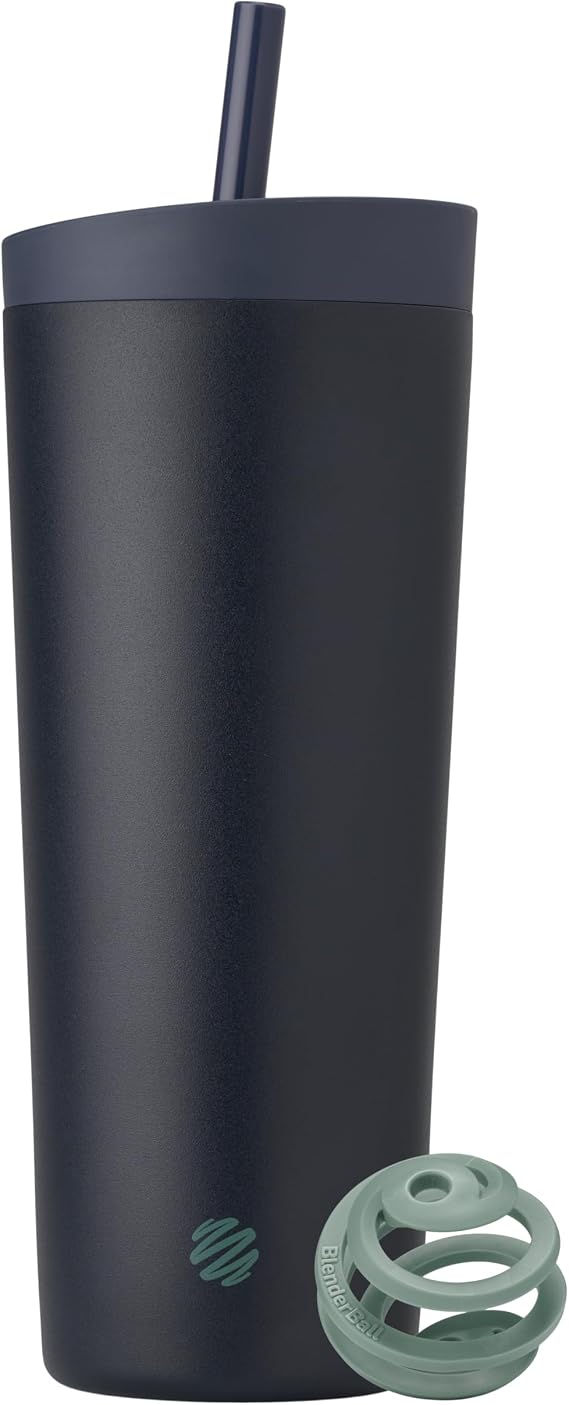 BlenderBottle Tumbler 2-in-1 Stainless Steel Shaker Bottle 24 oz, Midnight