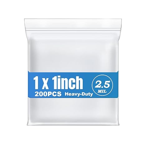 200Pcs 1"x1" Small Thick Heavy Duty Clear Reclosable Zipper Poly Bags