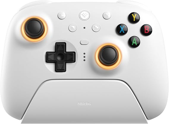 8BitDo Ultimate 2 Wireless Controller for Windows & Android, Game Controller with TMR Joystick, Switchable Hall Effect/Tactile Trigger, RGB Fire Ring, 8 Speed Wireless Technology White