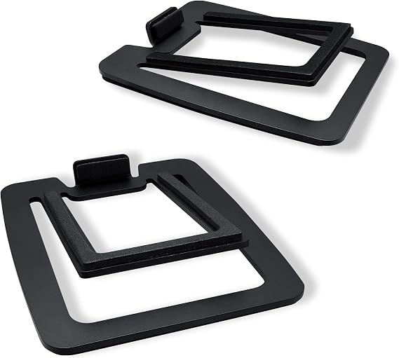 Sanyun SW601 15 Degree Incline Desktop Speaker Stand for Compact 2-3 Inch PC/Bookshelf/Monitor Speakers Steel Metal Base & Vibration Proof Foam Pad Pair, Black