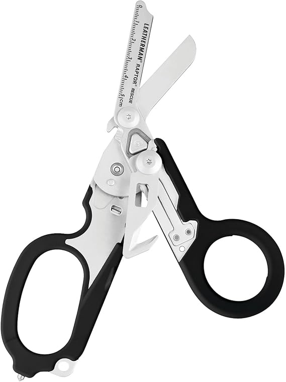 LEATHERMAN, Raptor Rescue, 6-in-1 Heavy-Duty Emergency/Trauma Shears with Carbide Glass Breaker & Strap Cutter, Made in the USA, Utility Holster Included, Black-Orange, With Utility Holster