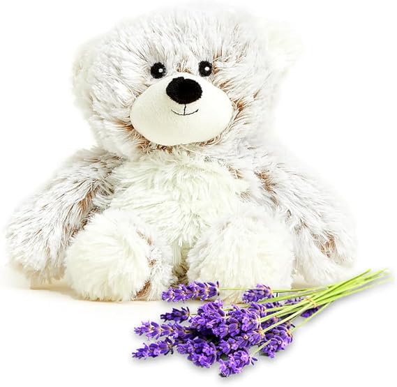 warmies Junior Microwavable & Weighted Stuffed Animals, Marshmallow Bear- Heated Stuffed Animal Plushie for Warmth & Comfort - Cute Soft Plush Toys for Adults & Children