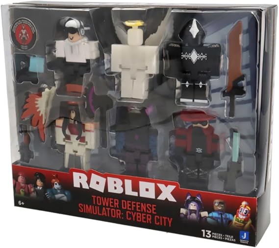 Roblox Action Collection Tower Defense Simulator: Cyber City Six Figure Pack Includes Exclusive Virtual Items
