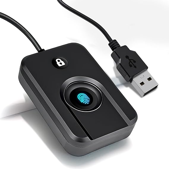 USB Fingerprint Reader | Windows Hello & 10/11, One-Click Lock Screen, Auto Driver Setup, 5ft Cable, Password-Free Login