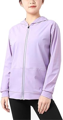 Joe Wenko Girls UPF 50 Zip Up Hoodie Quick Dry Ice Silk Sun Protection Athletic Jacket with Pockets