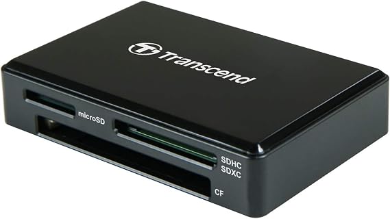 Transcend TS-RDC8K2 Card Reader, Black; Micro USB to USB Type C; USB 3.1 Gen 1 Interface; SD/microSD/CompactFlash Slots; LED Indicator; 5V