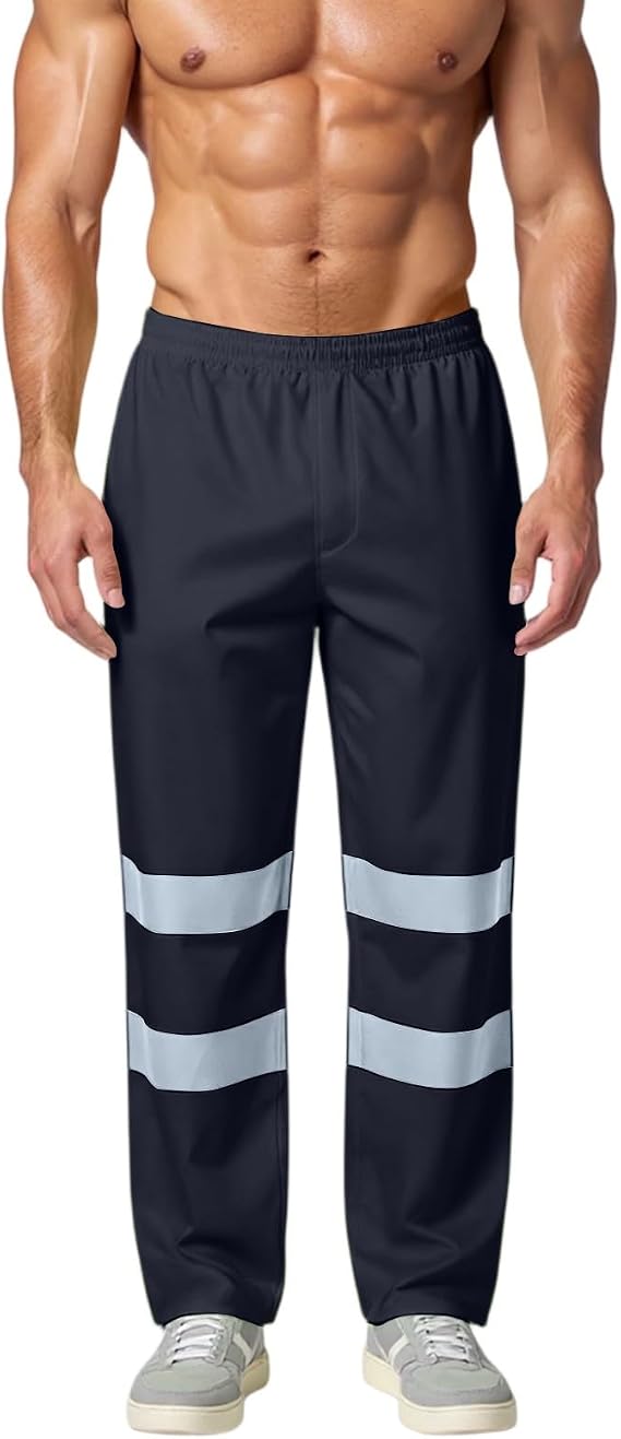 Reflective Safety Work Pants for Men High Visibility Waterproof Cargo Pants Joggers Rain Road Casual Pant with Pockets
