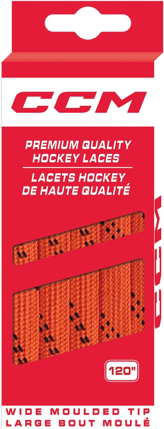 CCM Hockey Non Waxed Moulded Tip Laces (Orange/Black, 108")