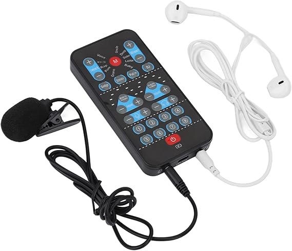 ASHATA Live Sound Card Voice Changer,Handheld Sound Card Mini Voice Changer Device 8 Fixed Sound Effects Plug and,Gaming Recording,for Mobile Phone Computer