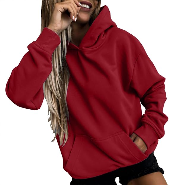 Oversized Hoodies For Women Casual Trendy Drop Shoulder Sweatshirt Long Sleeves Slim Fit Cute Pullover With Pockets