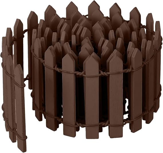 Bewudy 35 Inches Mini Fairy Garden Fence, Small Wood Decorative Picket Fence, Brown Picket Fence Miniature Ornaments for Dollhouse Plant Pot Fairy Garden Accessories Outdoor