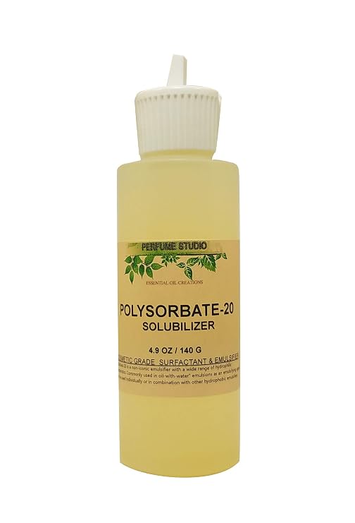 Perfume Studio Polysorbate 20 Solubilizer Cosmetic Grade Emulsifier (Tween 20) Used to Bond Oil and Water Mixtures; 4.9oz / 140g