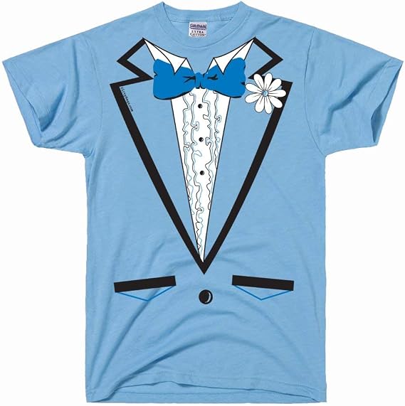 DIRTYRAGZ Men's Dumb and Dumber Tuxedo Shirt, Funny Tux Costume, Vintage Tees for Men Graphic Tee