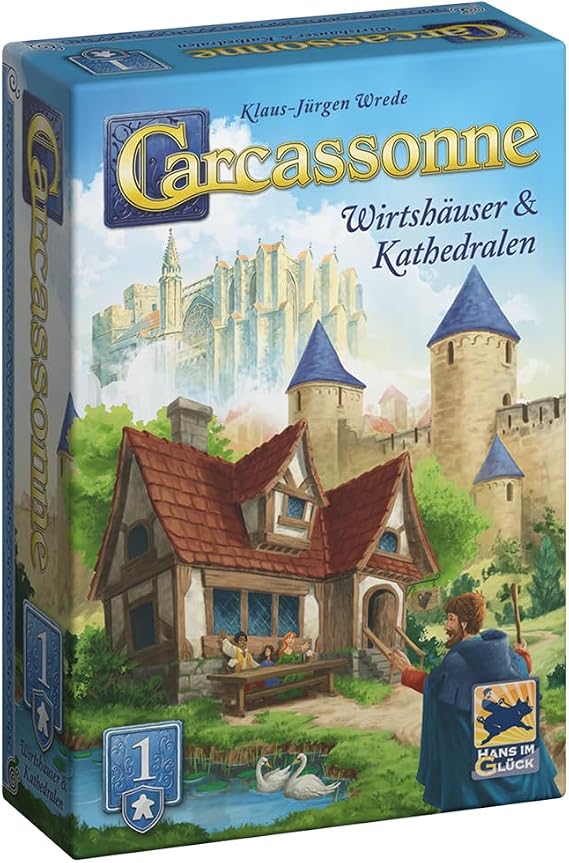 Hans im Gluck Carcassonne - Inns and Cathedrals (2025 edition), 1st Extension, Family Game, 2-6 Players, 7+ Years, 45 Minutes, German
