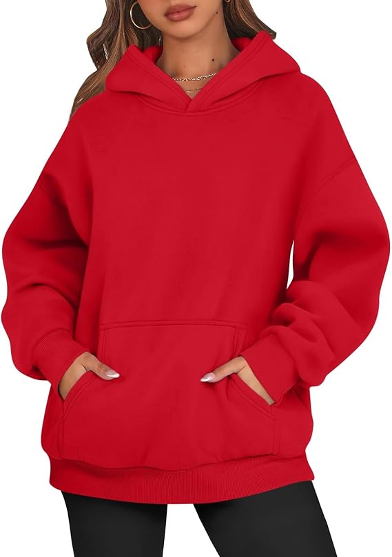 Women Oversized Hoodie Trendy Fleece Lined Fall Sweatshirts with Pocket Long Sleeve Casual Y2K Hoodie Preppy Pullover