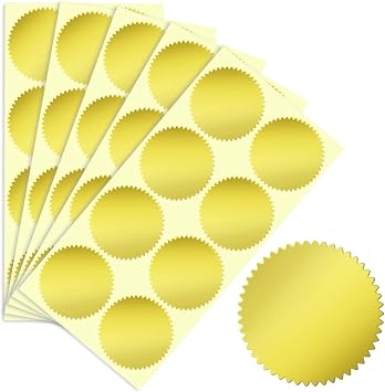 200Pcs Gold Foil Seal Stickers - 2" Diameter for Sealing Awards Embossing Certificates and Envelopes Sticker Seals Embossing Stickers