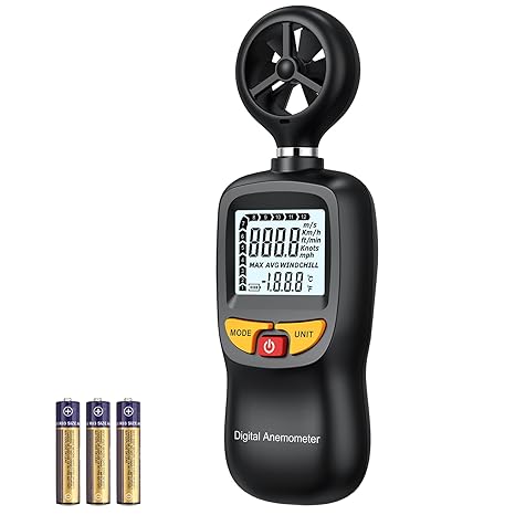 Digital Anemometer Handheld Wind Speed Meter with Temperature Display