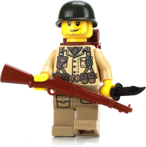 Battle Brick 1.6 Inches Tall WW2 US Army Soldier Collectible Custom Minifigure | Genuine Military Minifig | Printed in The USA | World WAR 2 | | Great Gift for Teen to Adult AFOL