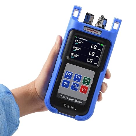 Generic TPN-35 PON Power Meter Tester 1310 1490 1550nm(-50 to +23 dBm) FTTX ONT OLT Handheld PON Network Detection Online Fiber Tester with FC SC UPC Adapter for EPON/GPON, Blue