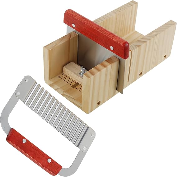 Soap Cutter Set Wood Soap Cutter with Stainless Steel Wavy Cutter Straight Cutter Adjustable Soap Cutting Kit Multifunctional Wooden Soap Cutting Tool Set Soap Cutter Kit for DIY Handmade Soap