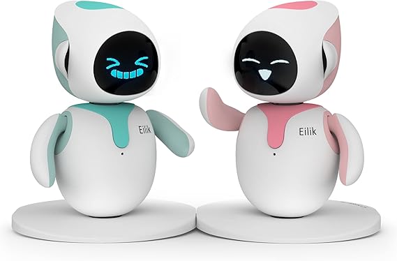 ENERGIZE LAB Eilik Touch Interactive Toys, Cute Robot Pets with Abundant Emotions. Idle Animations&Mini-Games, Unique Gift for Girls & Boys. Support Update.(Blue + Pink Combination)