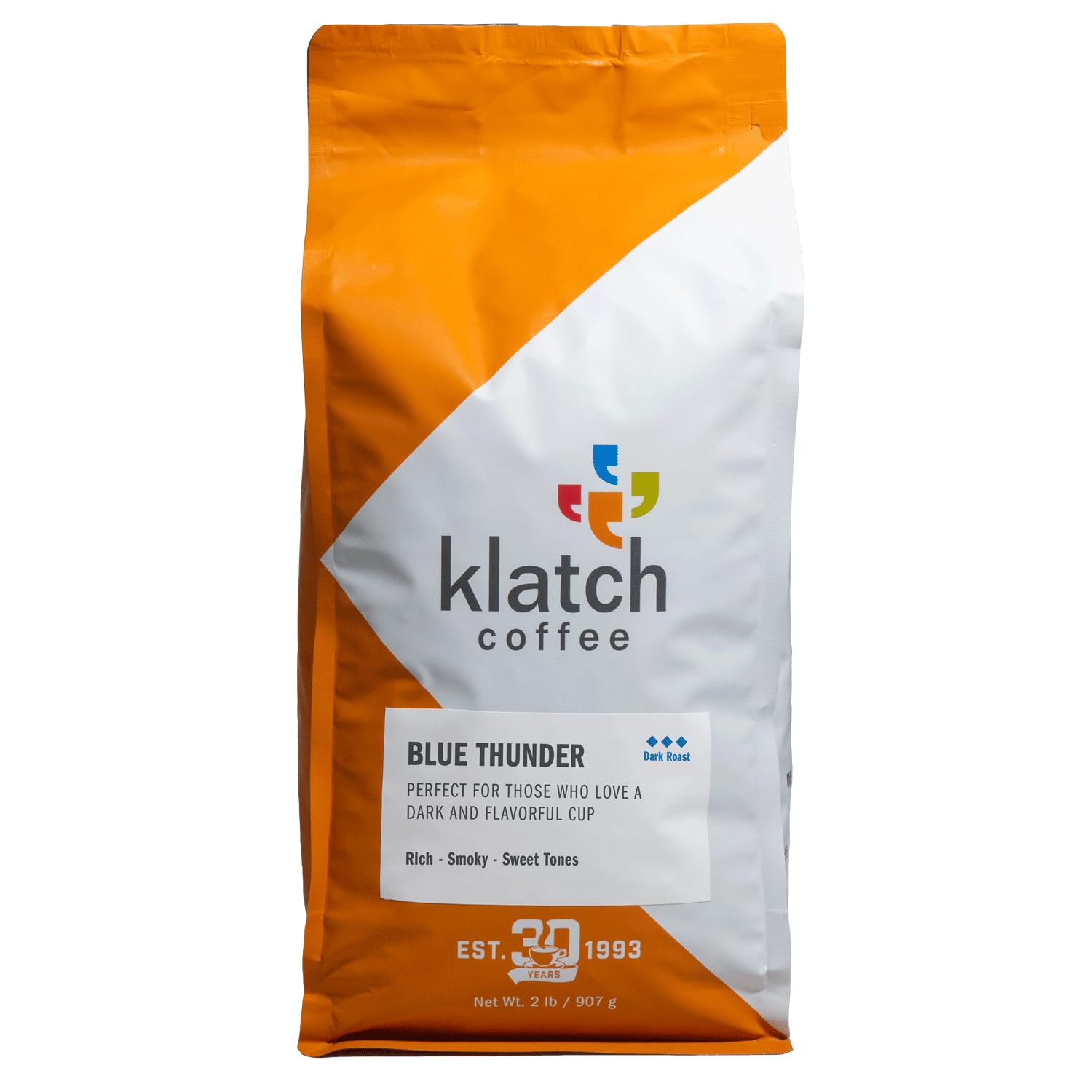 Klatch Coffee Blue Thunder Blend Dark Roast, 2 Pounds, Whole Bean