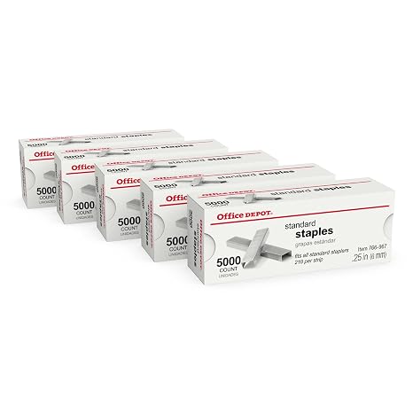 Office Depot Standard Staples, 1/4in., Pack of 5 Boxes, 2665