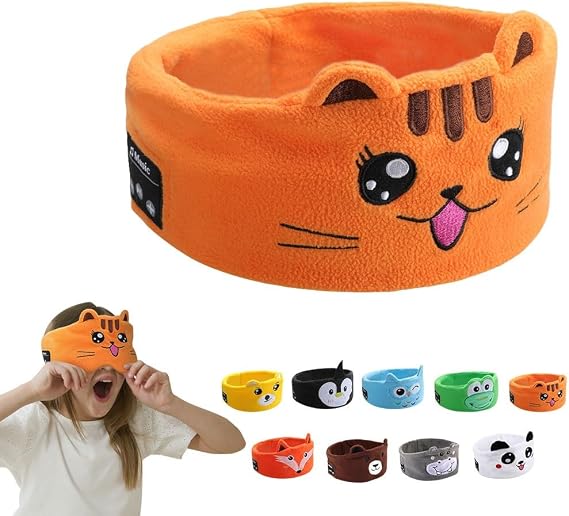 Kids Wireless Headphones, Over The Ear Headband Earphones for Children, Baby & Toddlers, With Thin Speakers & Super Soft Fleece (Cat)