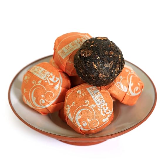 Puerh Tea Cake 80Pcs / 18.34oz 2015 Year Ripe Shu Puerh Tea Orange Peel Citrus Flavored - Chinese Yunnan Puer Pu'er Pu-erh Tea - Mini Tuocha