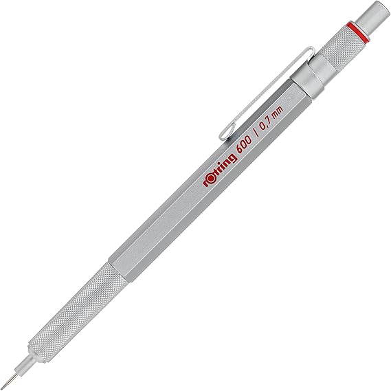 rOtring 600 Mechanical Pencil, 0.7 mm Lead, Silver Metal Barrel - For Technical Writing, Drawing, Sketching